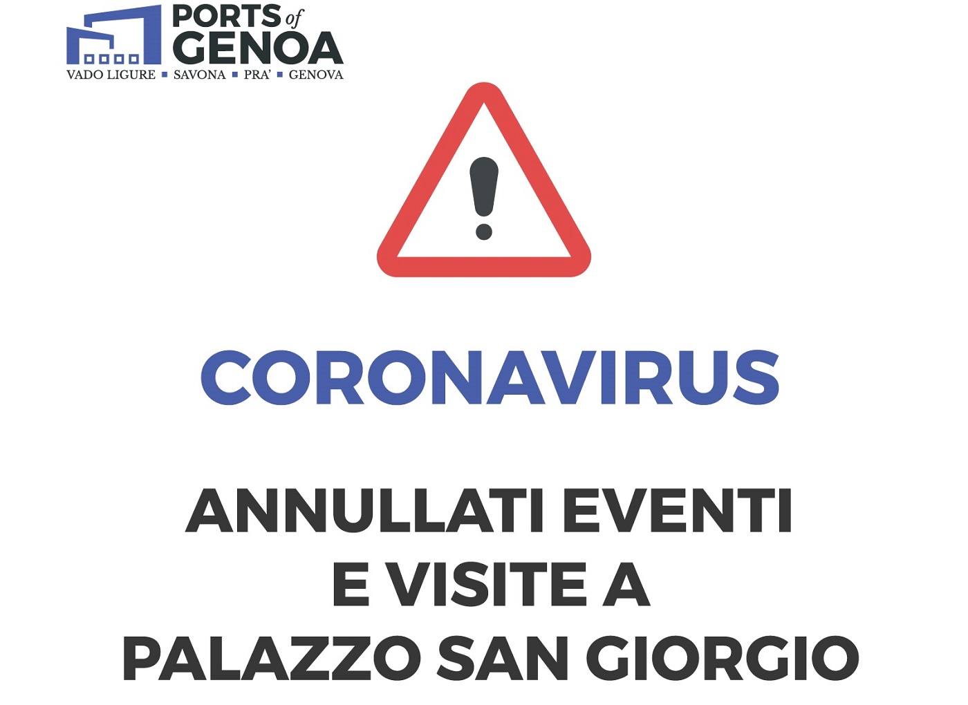 Annullati gli eventi a Palazzo San Giorgio